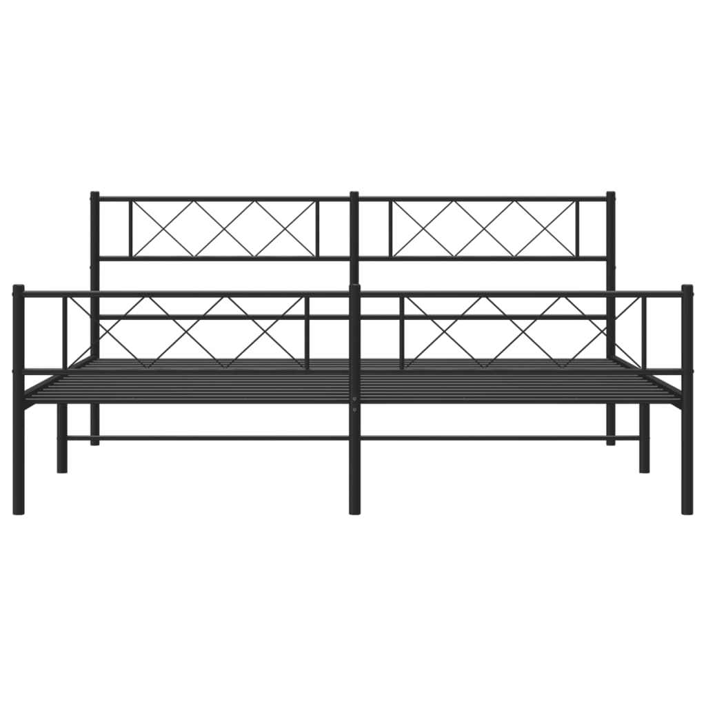 Bettgestell mit Kopfteil Metall Schwarz 100x190 cm