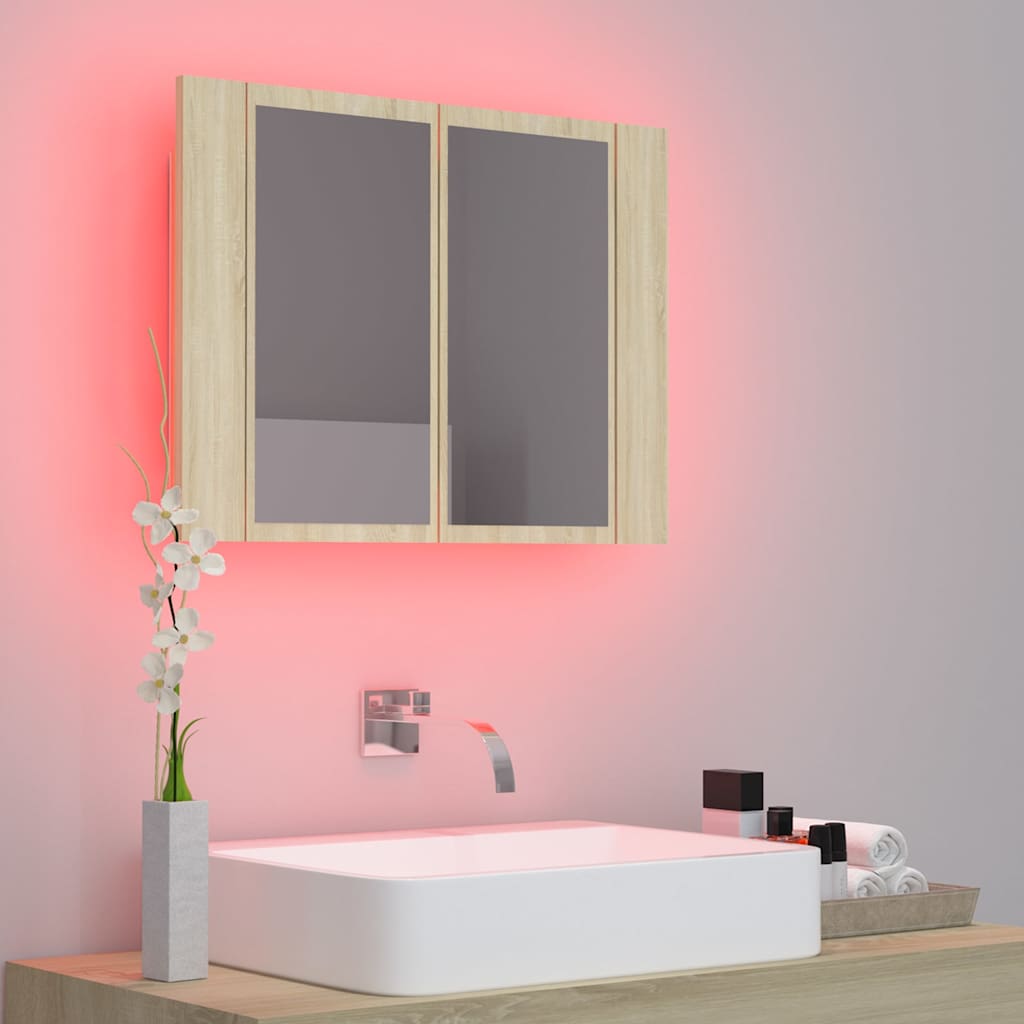 LED-Bad-Spiegelschrank Weiß 60x12x45 cm Acryl
