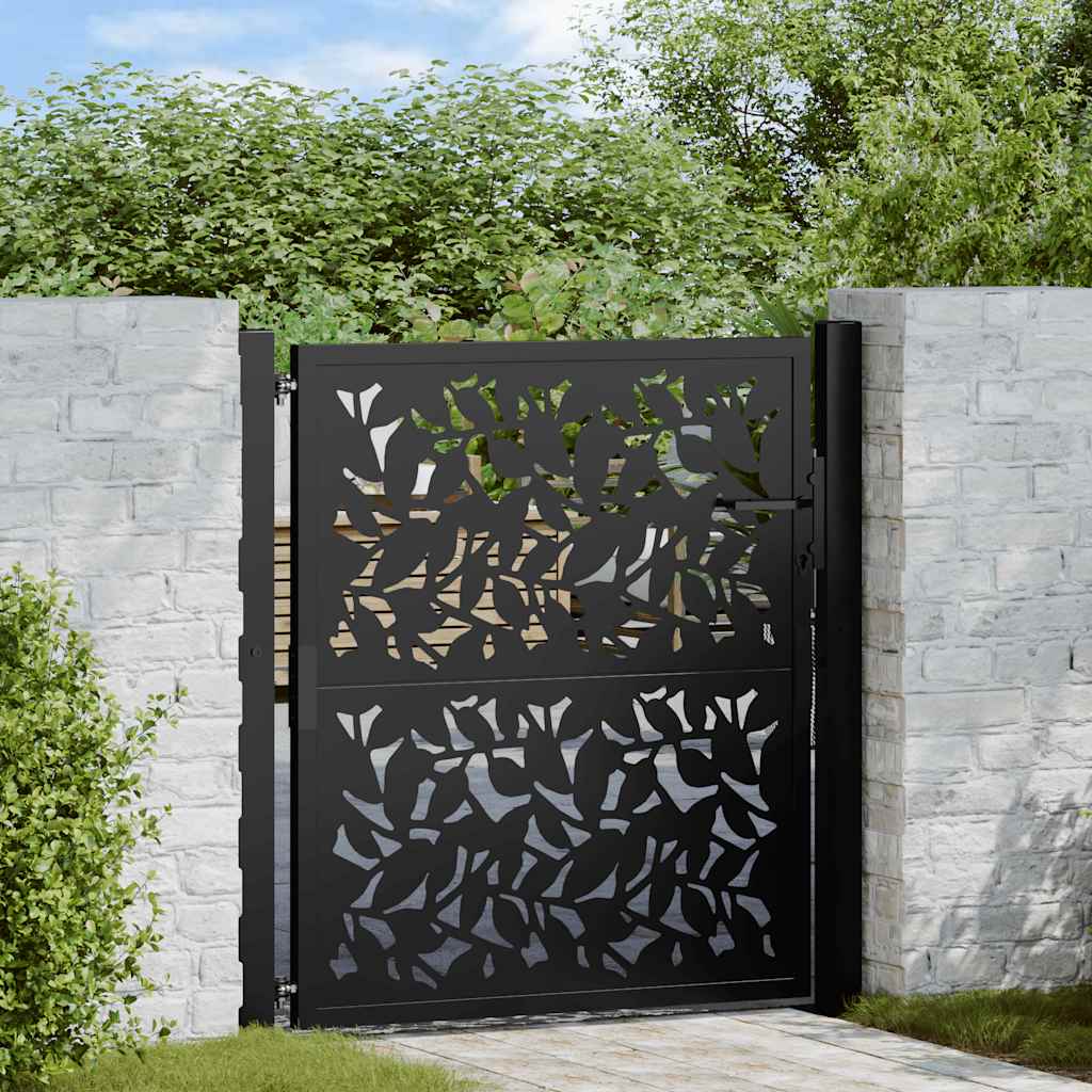 Gartentor Schwarz 100x100 cm Stahl Lichtdesign