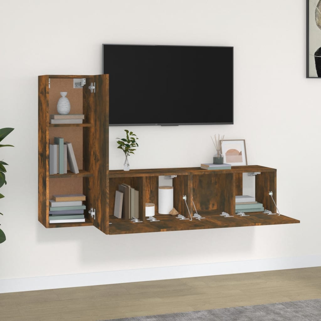 3-tlg. TV-Schrank-Set Weiß Holzwerkstoff