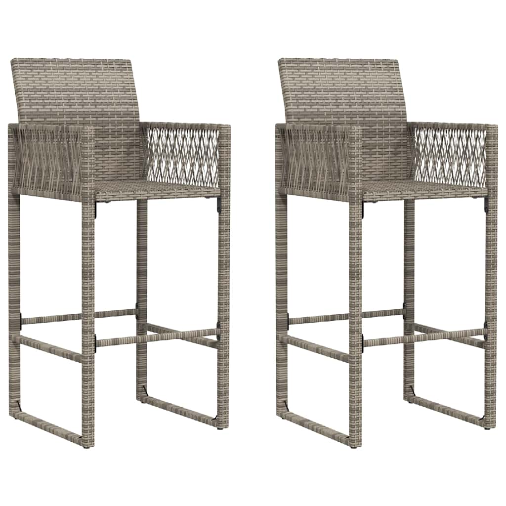 Garten-Barhocker 2 Stk. Schwarz Poly Rattan