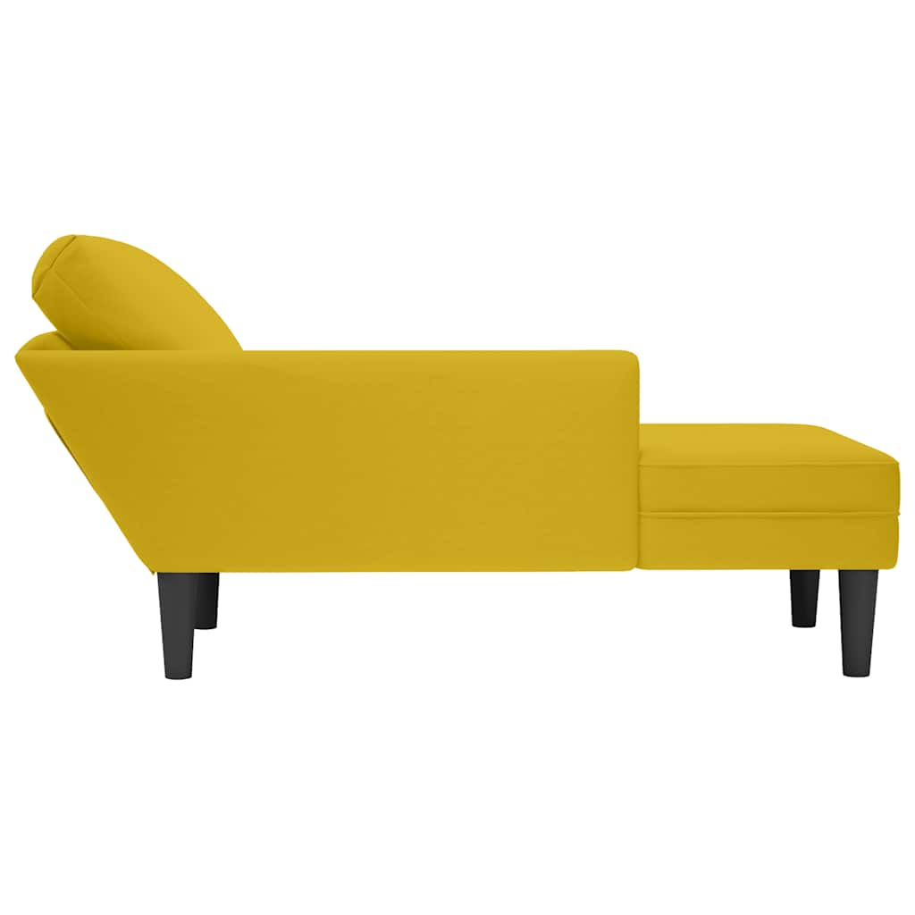 Chaiselongue mit Kissen und Rechter Armlehne Blau Samt