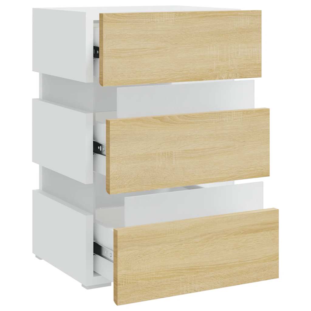 LED-Nachttisch Weiß 45x35x67 cm Holzwerkstoff