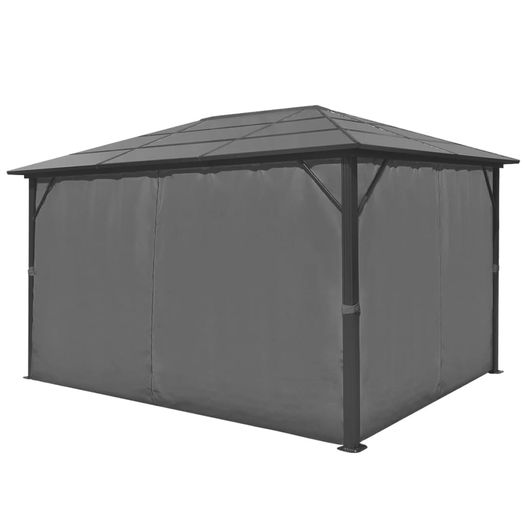 Pavillon mit Vorhängen Anthrazit Aluminium 300 x 300 cm