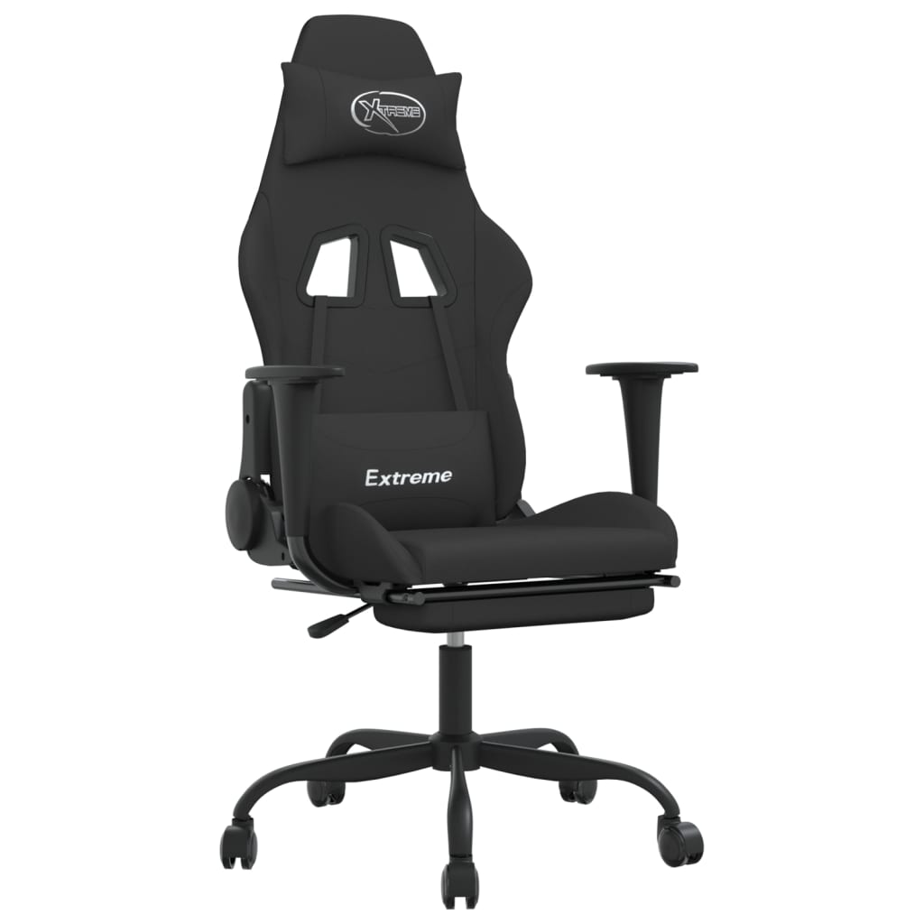 Gaming-Stuhl mit Massagefunktion Schwarz und Creme Stoff