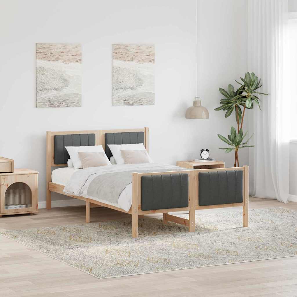 Bettgestell Braun und hellgrau 200 x 200 cm Massivholz Kiefer