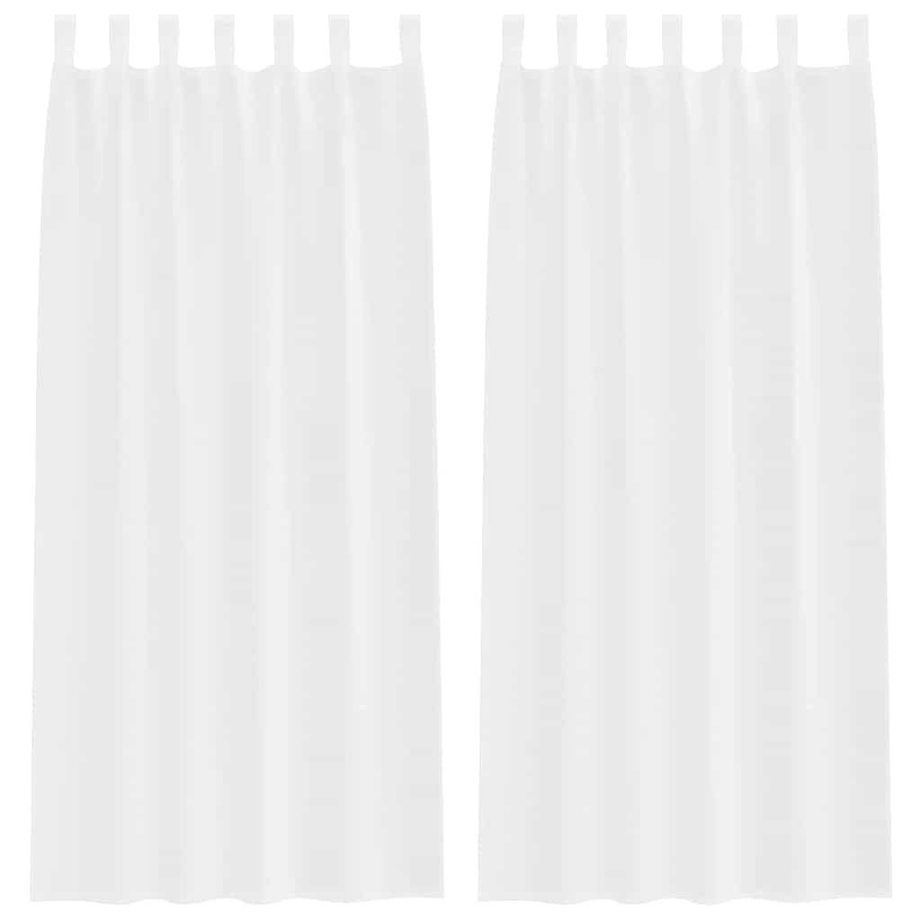 Voile-Vorhang mit Vorhängen 2 pcs Weiß 140 x 140 cm Polyester