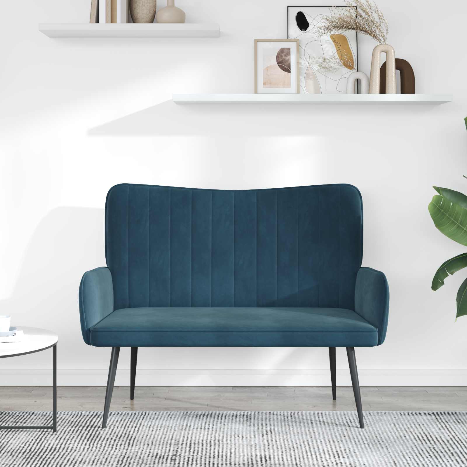 2-Sitzer Sofa Hellgrau 115 x 61 x 87 cm Samt (V)