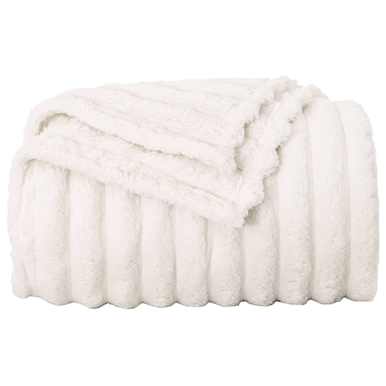 Überwurfdecke Beige 150 x 130 cm Fleece
