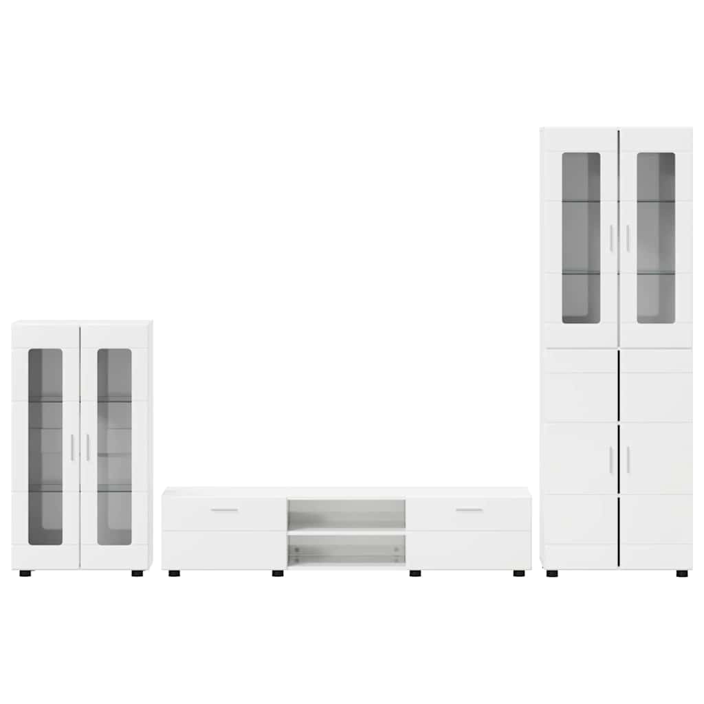 Highboard mit Regal FLORIN Weiß 60 x 35 x 182 cm Holzwerkstoff