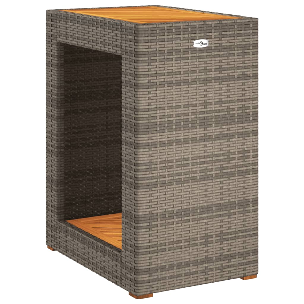 Garten-Beistelltisch mit Holzplatte Schwarz Poly Rattan