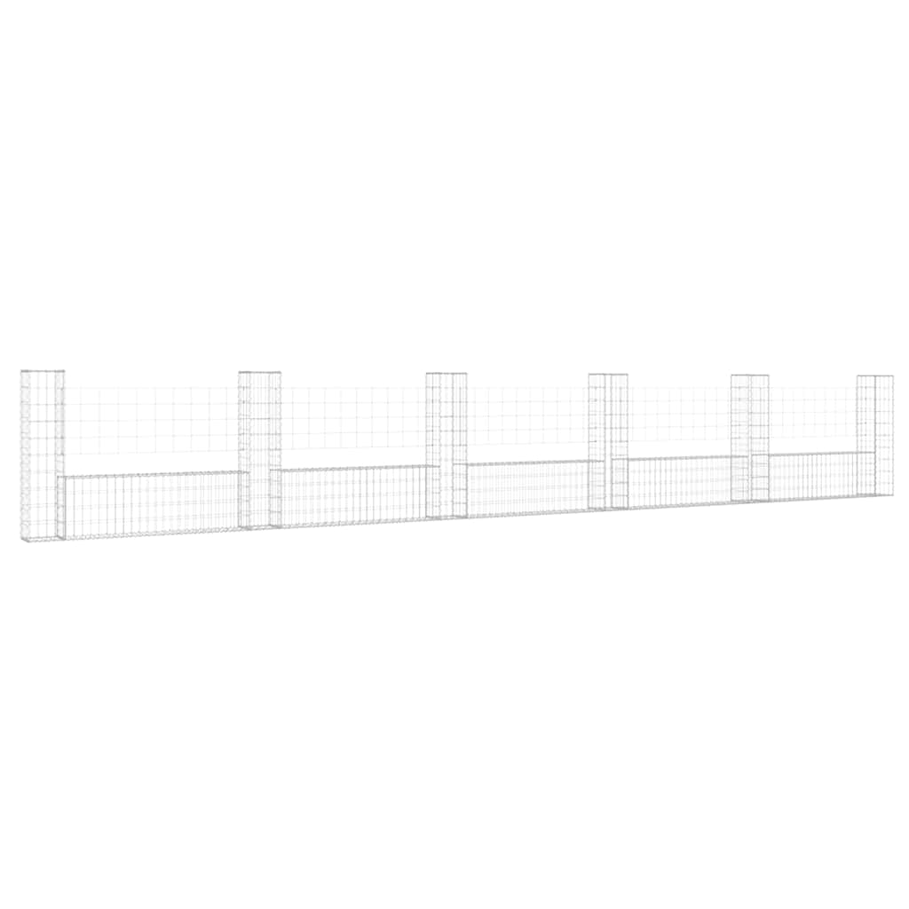 Gabionenkorb U-Form mit 2 Säulen Eisen 140x20x150 cm