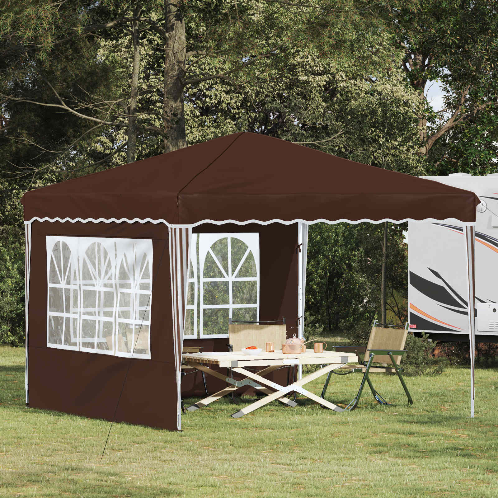 Pop-up Partyzelt 288 x 288 x 245 cm Creme Oxford-Stoff