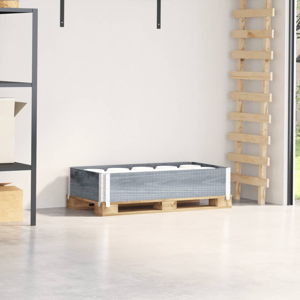 Paletten-Aufsatzrahmen Schwarz 80x60 cm Massivholz Kiefer