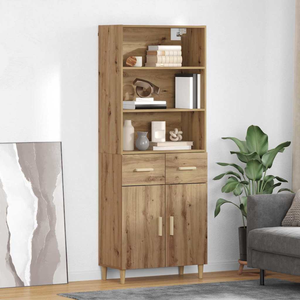 Highboard Altholz 69,5 x 32,5 x 180 cm Holzwerkstoff