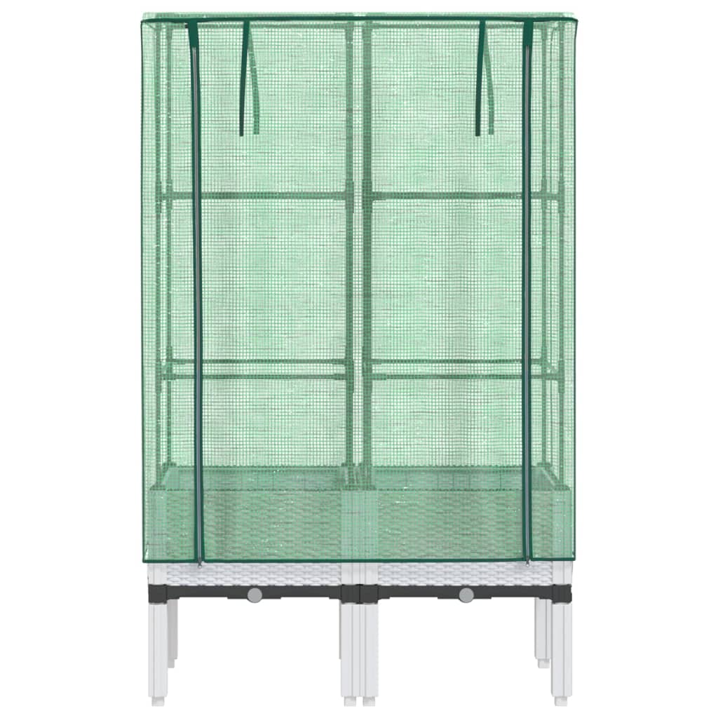 Hochbeet mit Gewächshaus-Aufsatz Rattan-Optik 40x40x140 cm