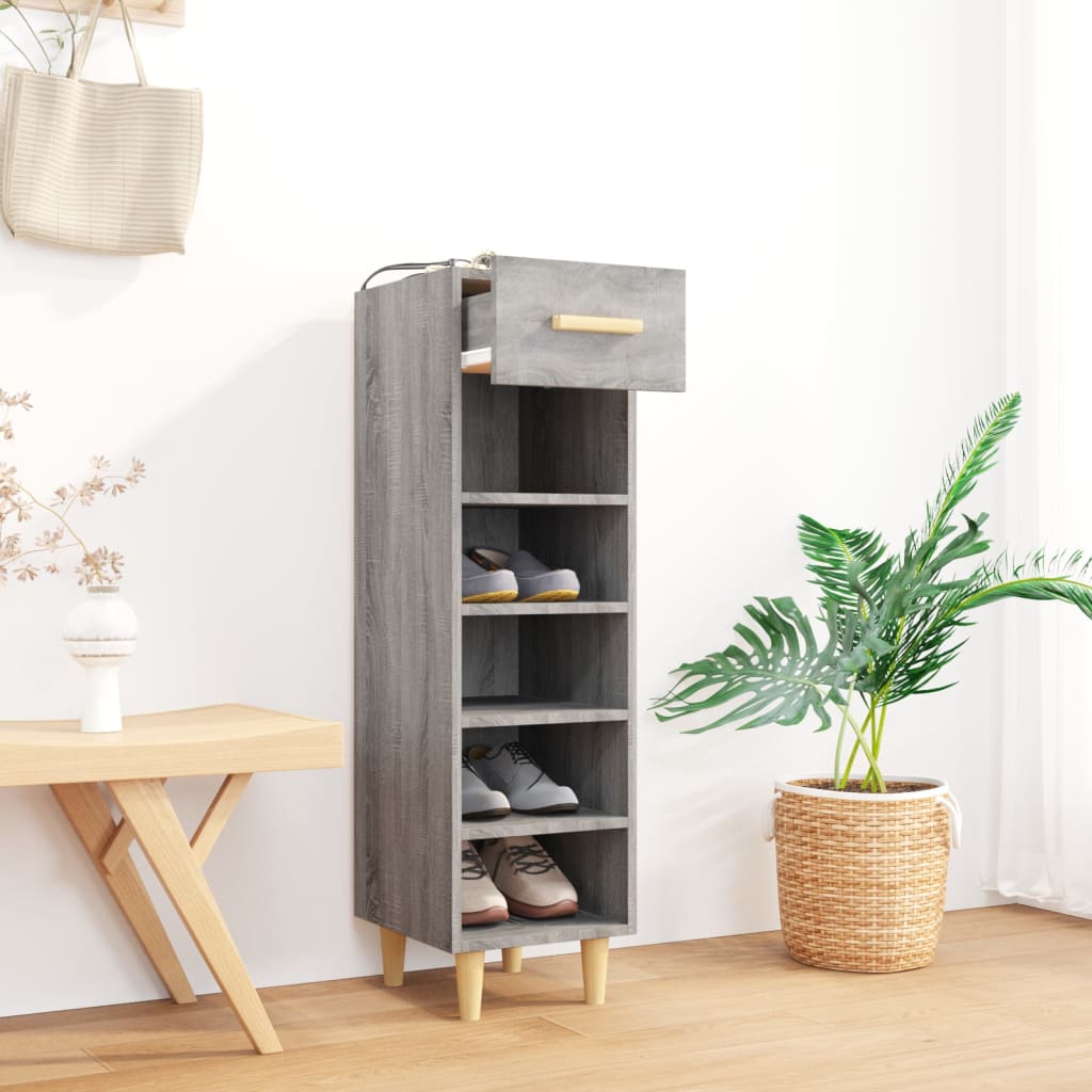 Schuhschrank Betongrau 30x35x105 cm Holzwerkstoff