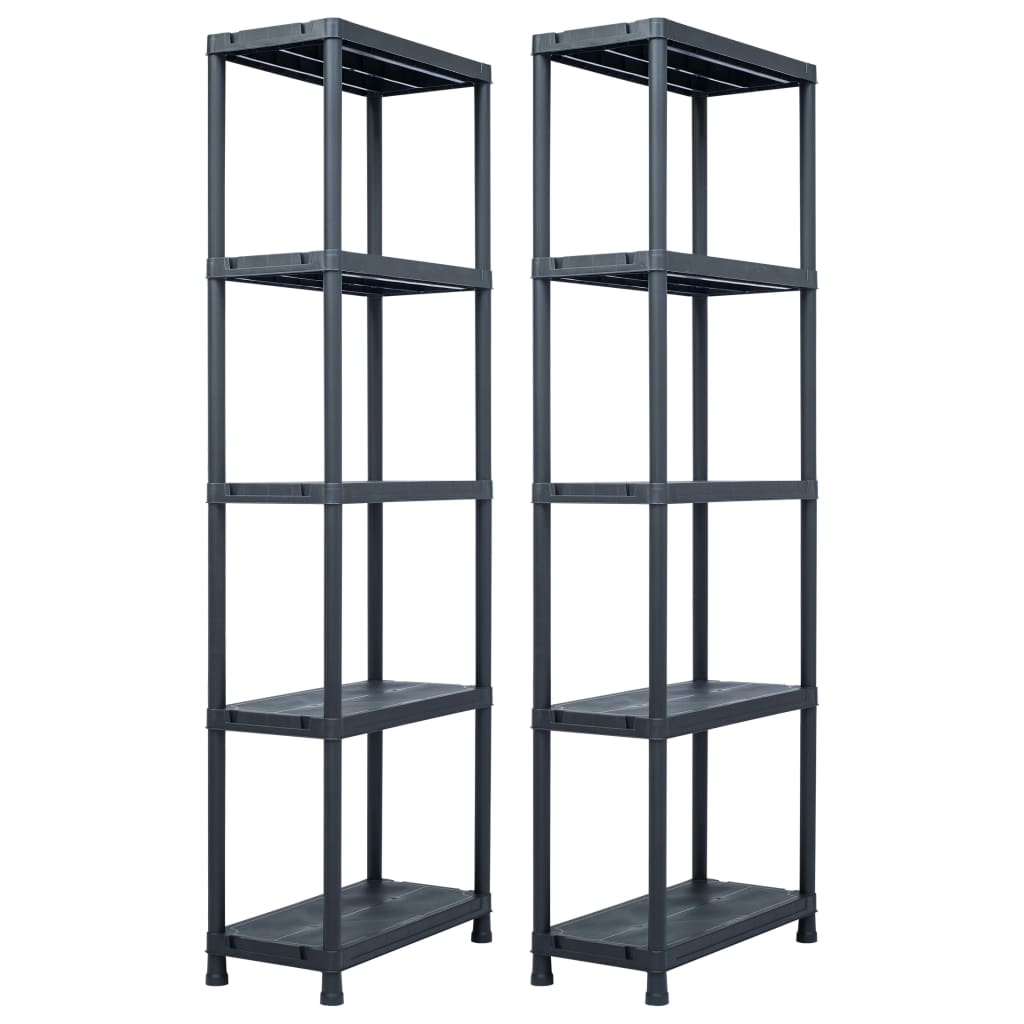 Lagerregale 2 Stk. Schwarz 60 x 30 x 138 cm Kunststoff