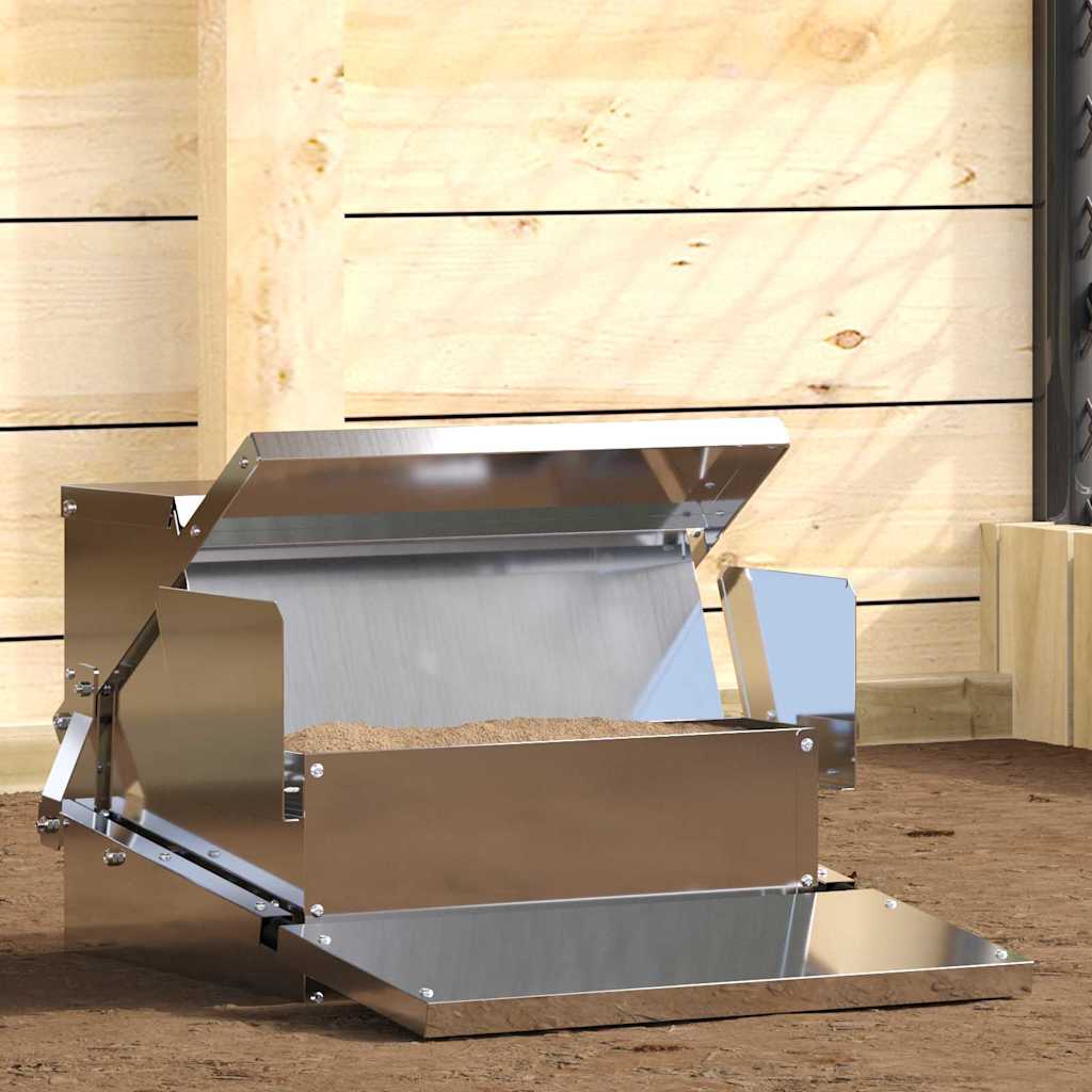 Hühnertretfeeder Schwarz 50 x 40 x 29 cm Kaltgewalzter Stahl