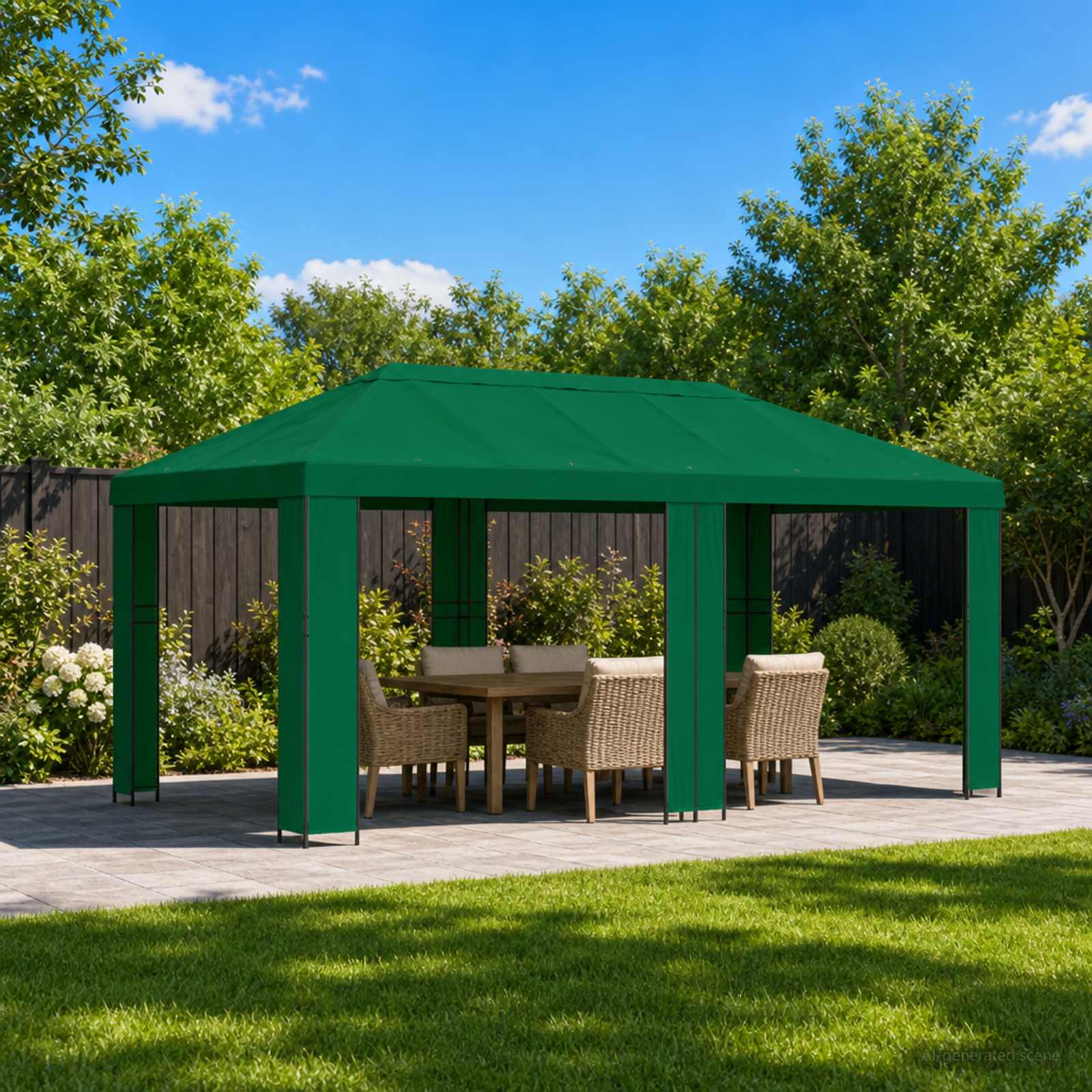 Garten Pavillon 6 x 3 m Beige Polyester und Stahl 190
