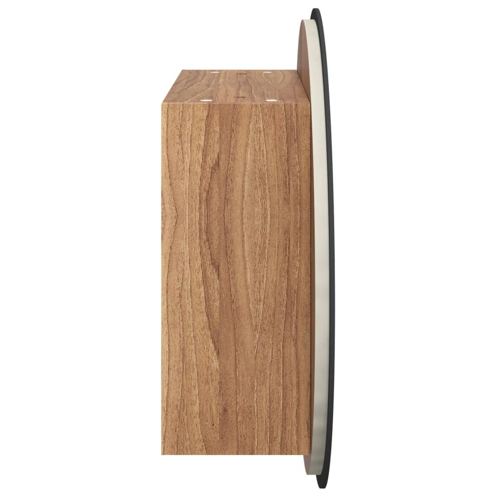 Badezimmerschrank mit Rundem Spiegel & LED Weiß 40x40x17,5 cm