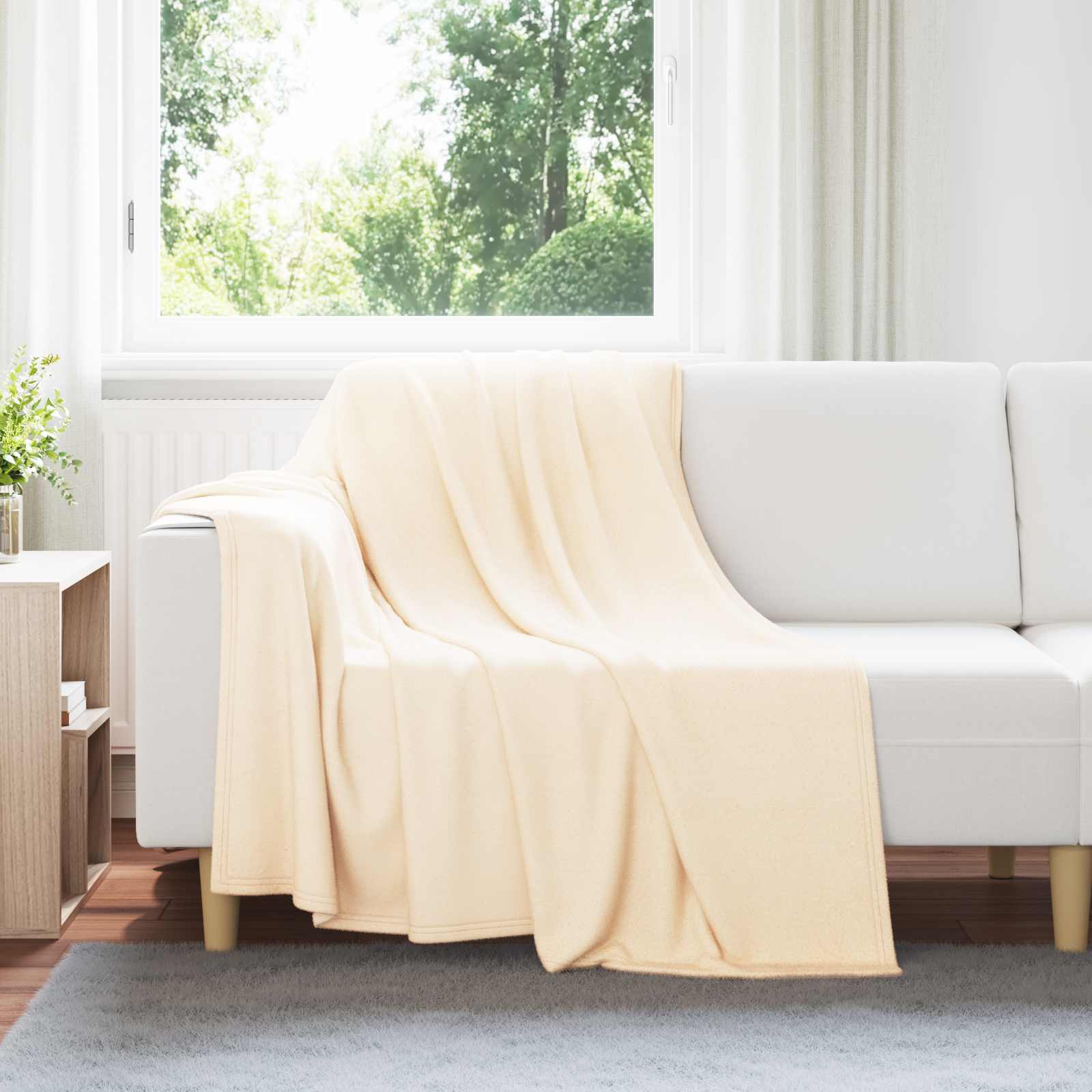 Überwurfdecke Beige 170 x 130 cm Fleece