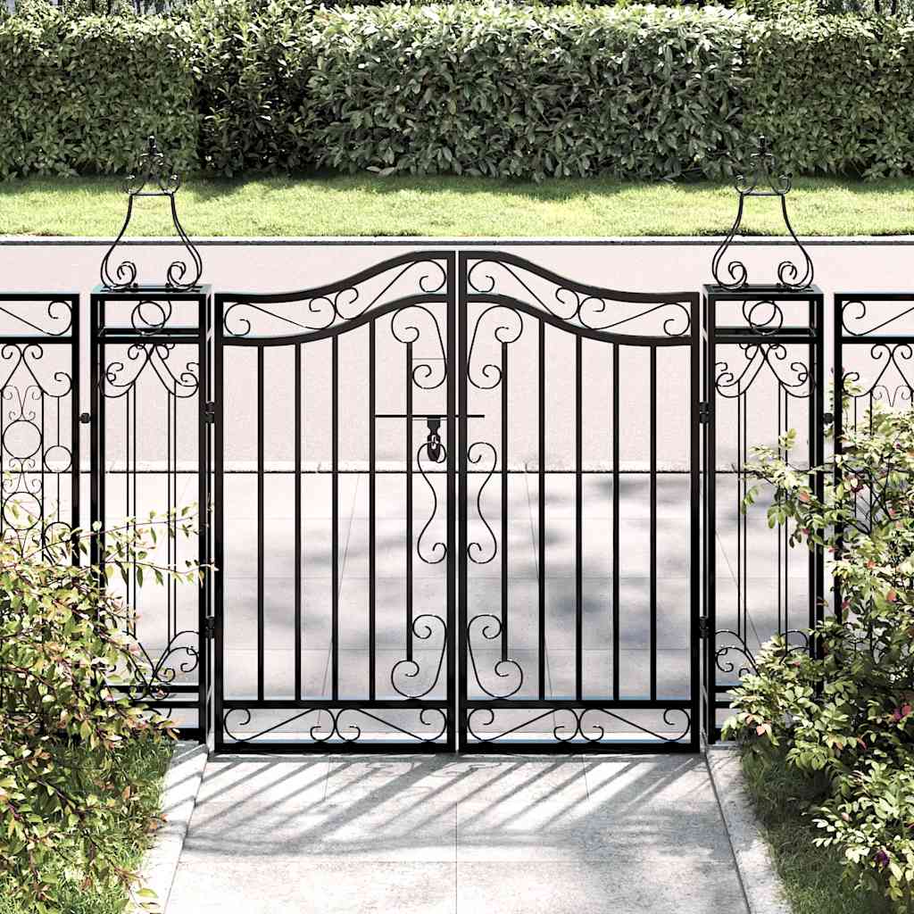 Gartentor Schwarz 121x8x100 cm Schmiedeeisen