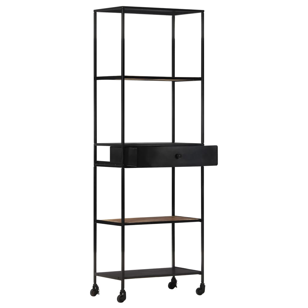 Bücherregal 80x35x180 cm Raues Mangoholz & Eisen