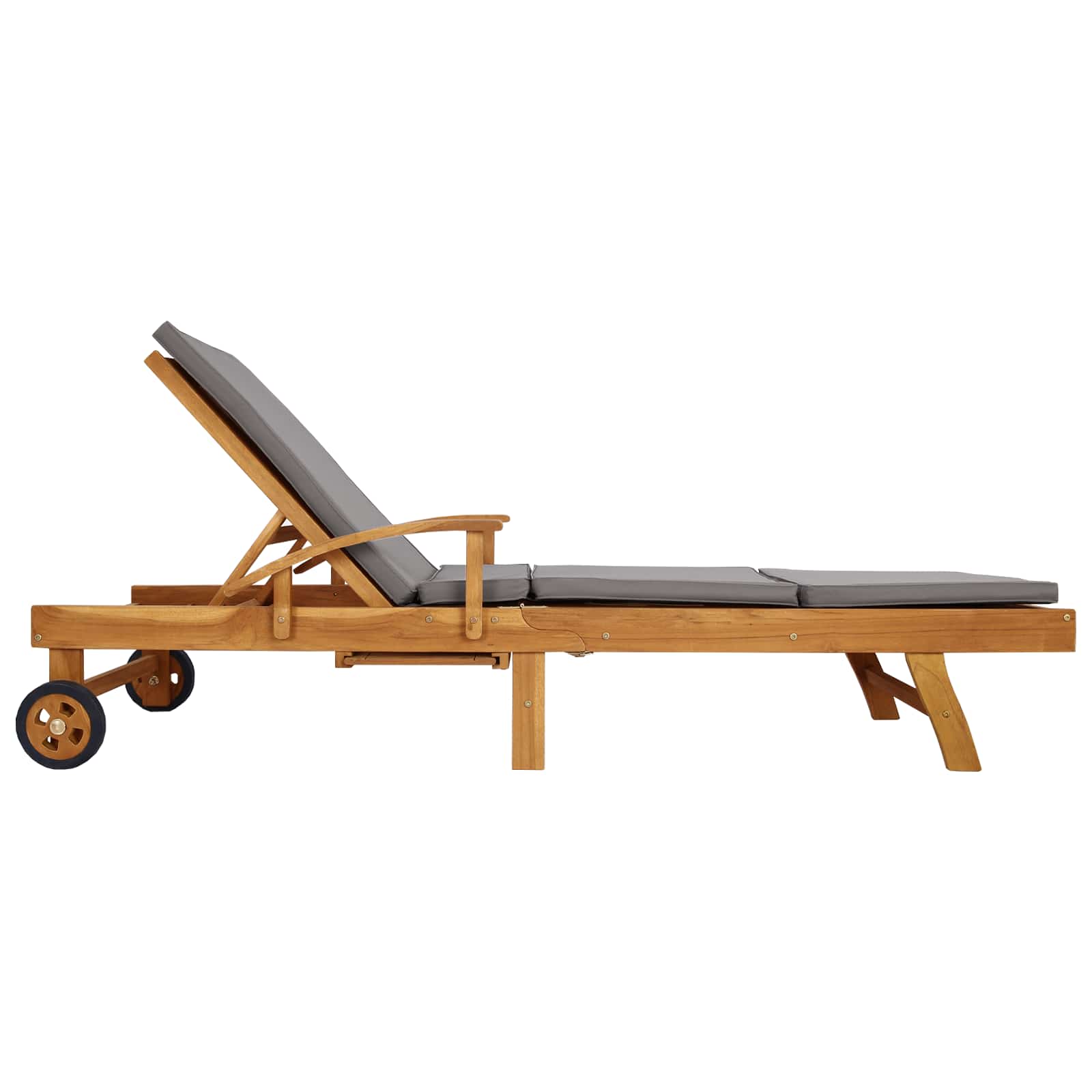 Sonnenliege 1-Person Braun Massivholz Teak