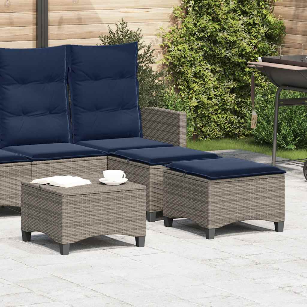 Gartenhocker mit Kissen 2 Stk. Schwarz 55x55x36 cm Poly Rattan