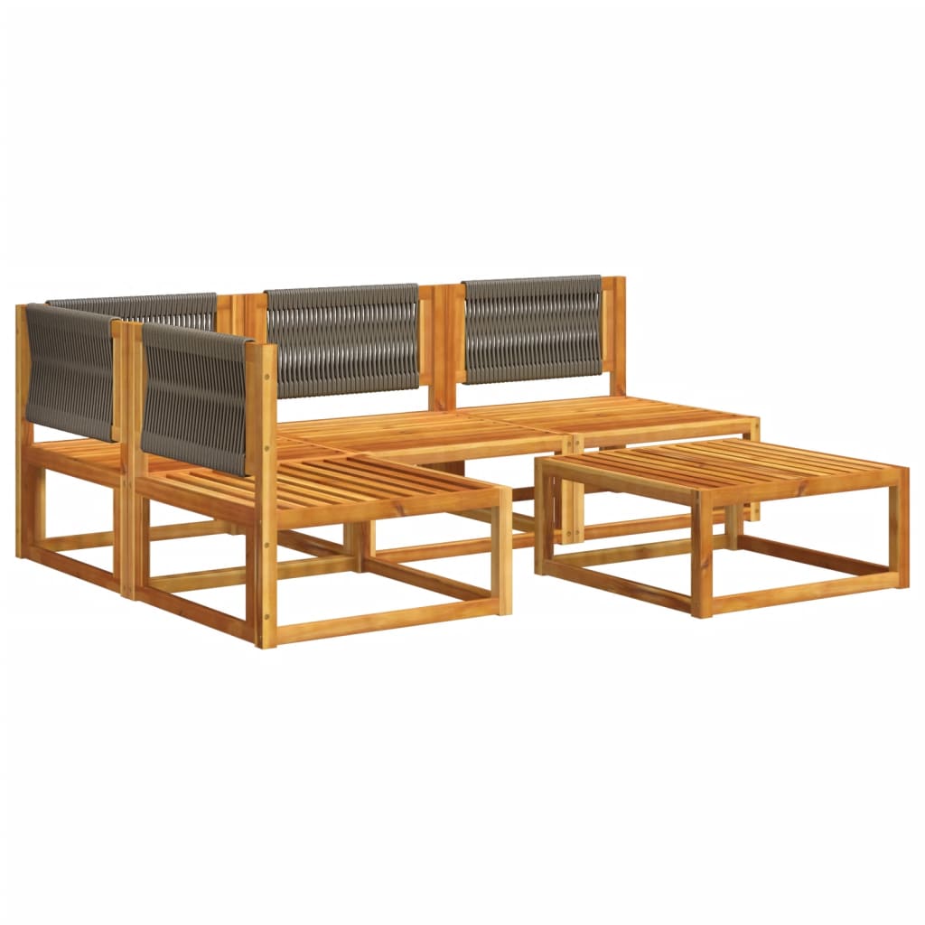 6-tlg. Gartensofa-Set mit Kissen Holz Akazie & Seil