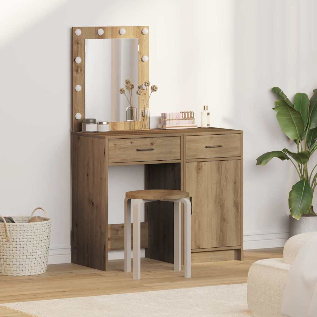 Schminktisch mit Tür 2 pcs Weiß 50 x 41 x 135 cm Holzwerkstoff