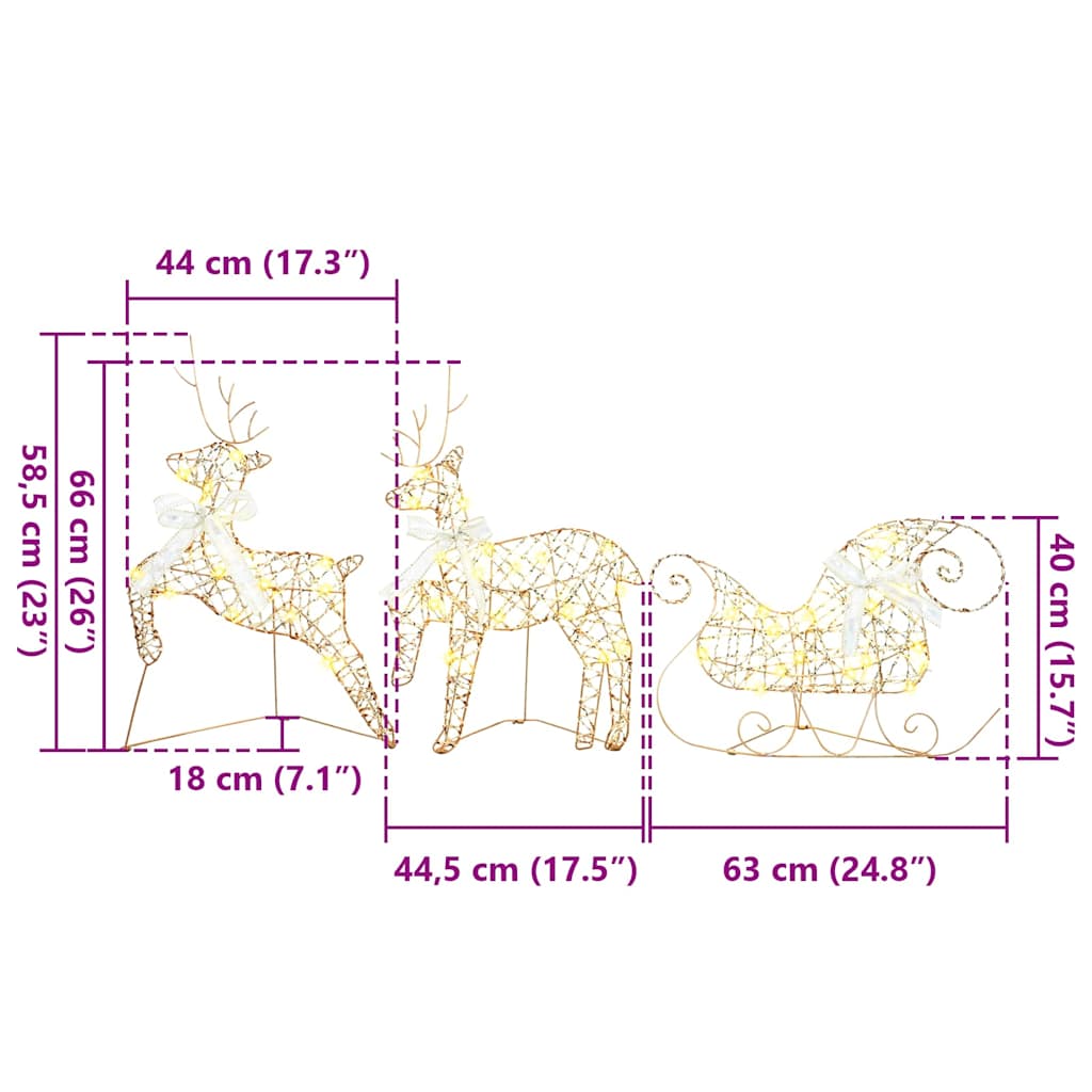 LED Rentiere 5 pcs Gold Stoff