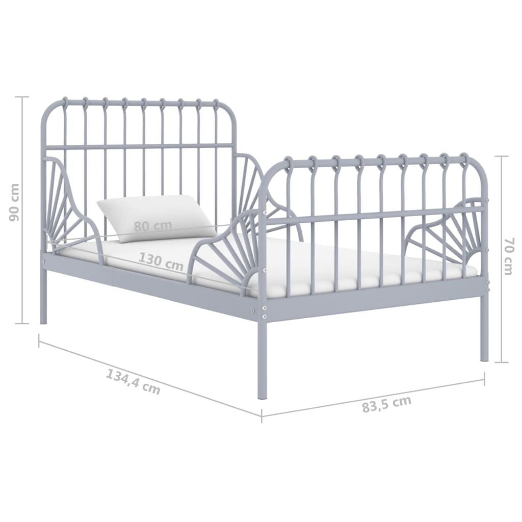 Ausziehbett Schwarz Metall 80x130/200 cm