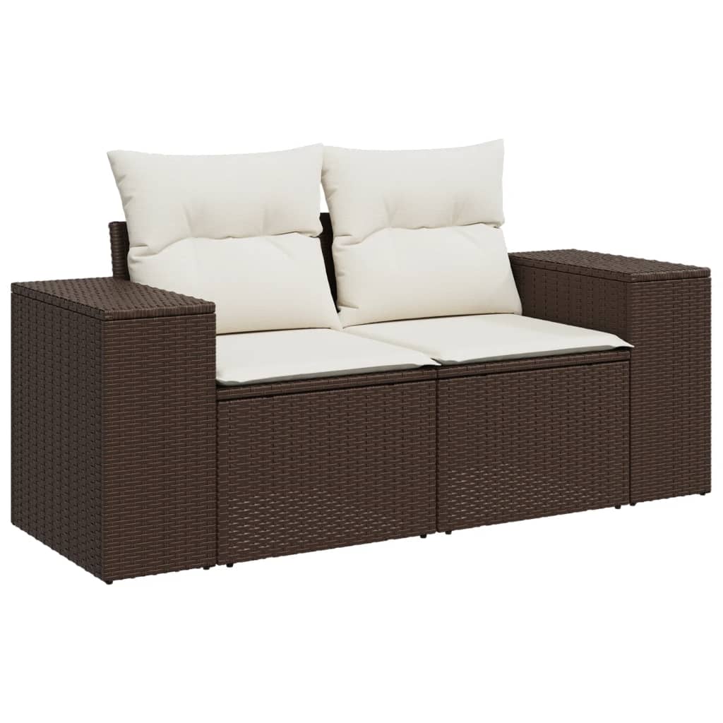 5-tlg. Garten-Sofagarnitur mit Kissen Schwarz Poly Rattan