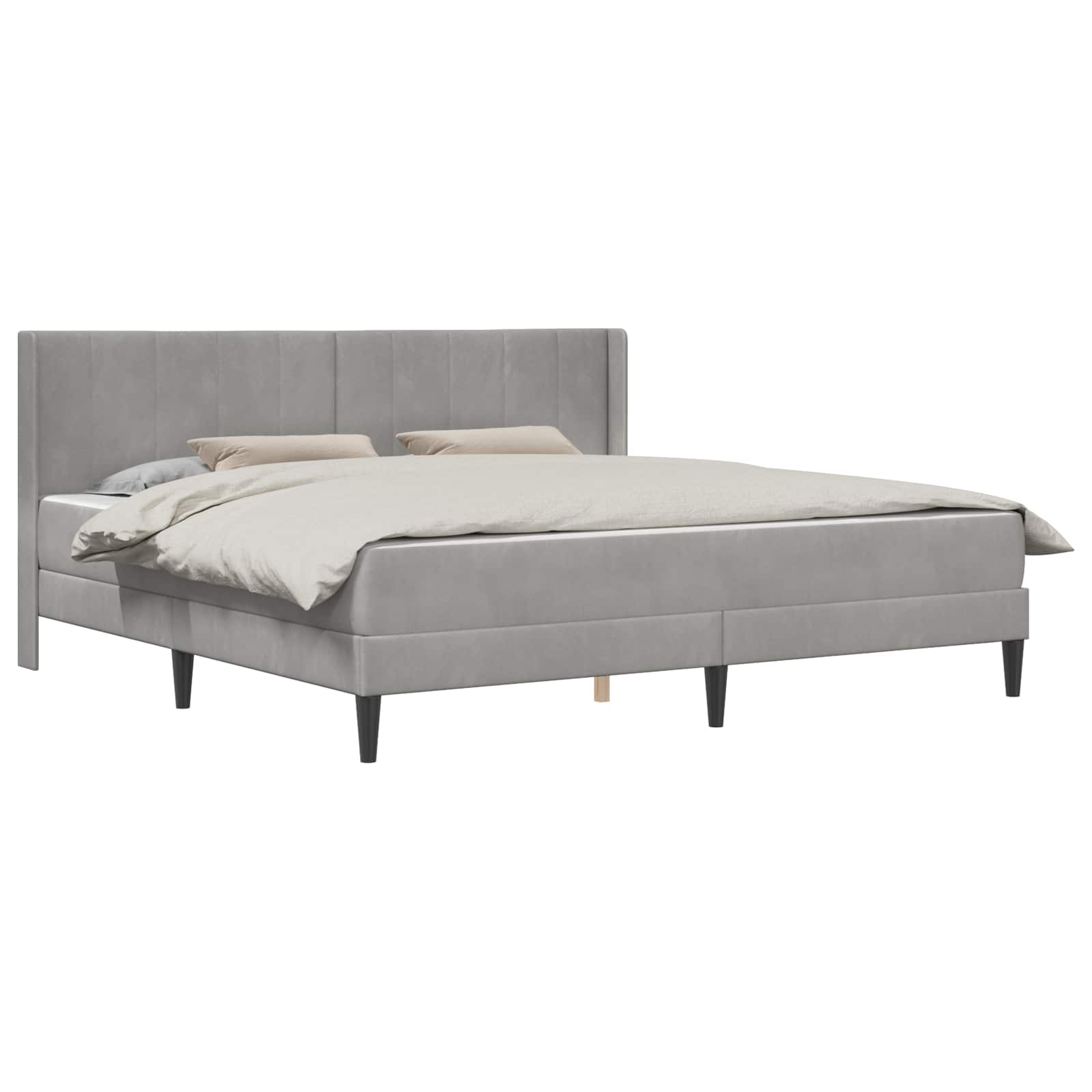 Bettgestell mit Matratze mit Kopfteil Hellgrau 80 x 200 cm Samt