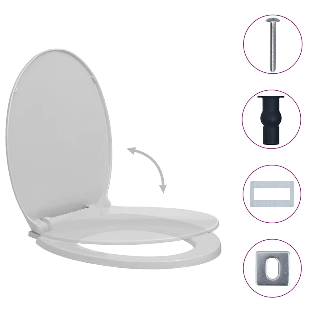 Toilettensitz mit Absenkautomatik Hellgrau Oval