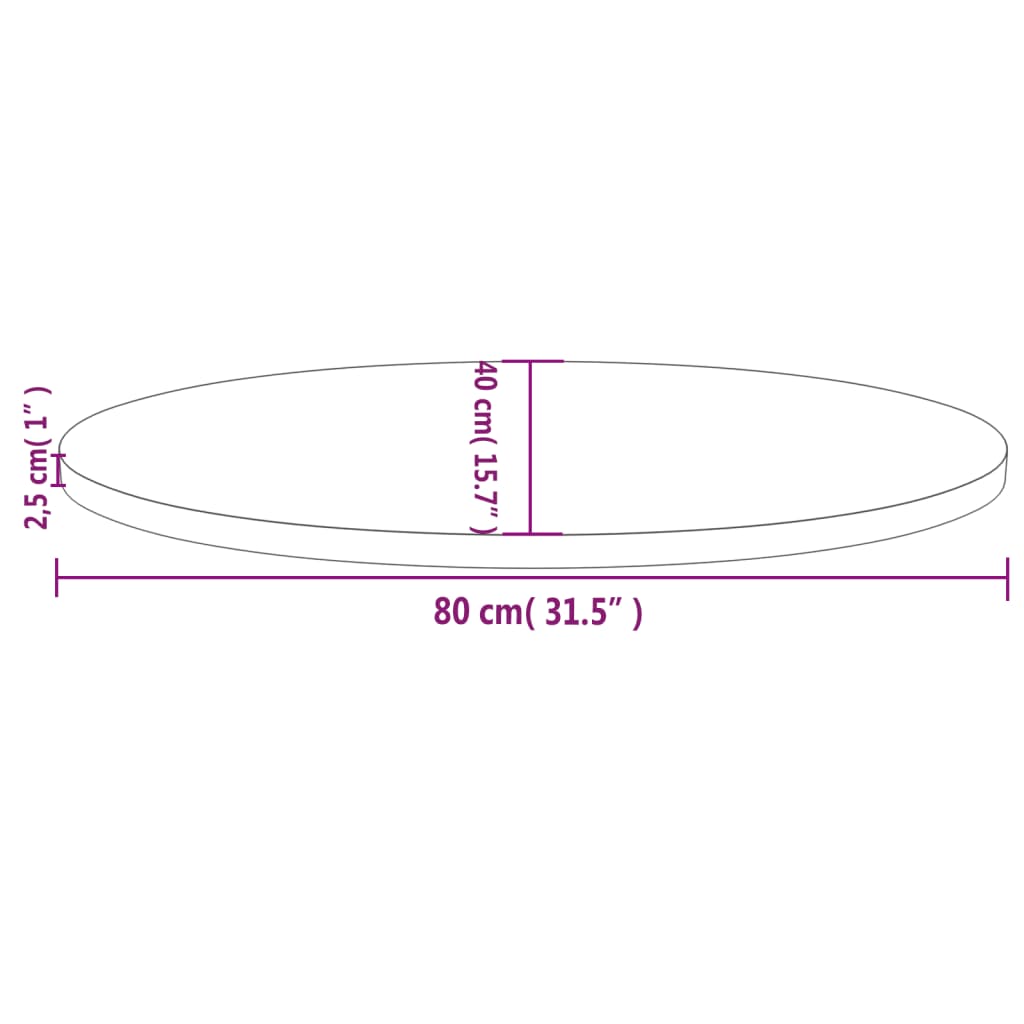 Tischplatte 70x35x2,5 cm Massivholz Kiefer Oval