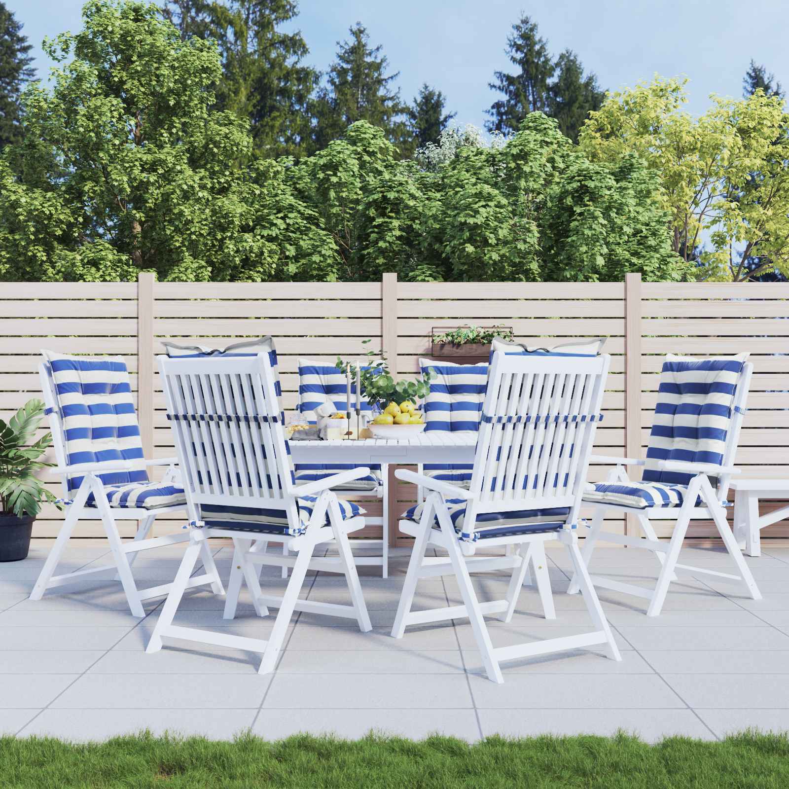 Kissen für draußen 2 pcs Blau und Weiß 120 x 50 x 7 cm Stoff