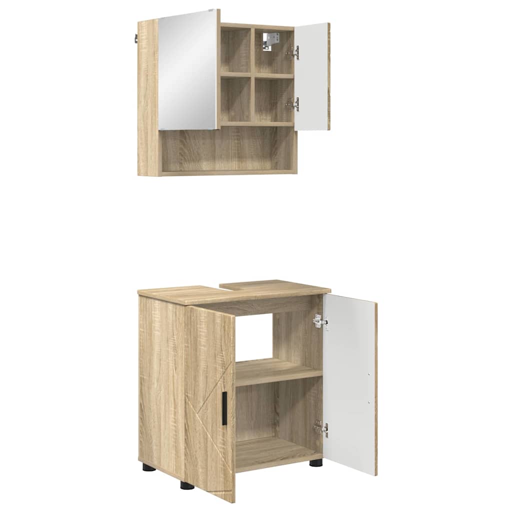 Badezimmermöbel-Set mit Tür 2 pcs Weiß Holzwerkstoff & Metall