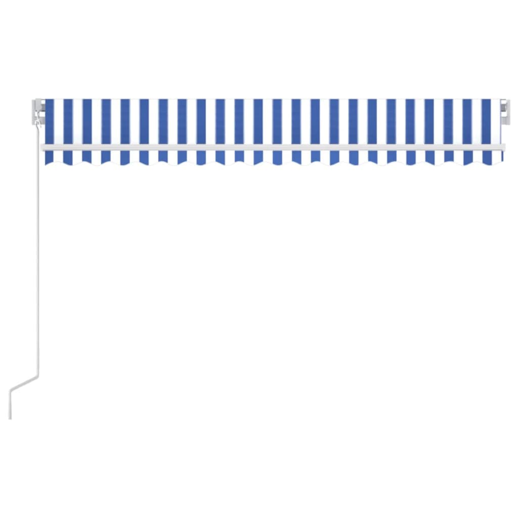 Markise Manuell Einziehbar mit LED 300x250 cm Blau und Weiß