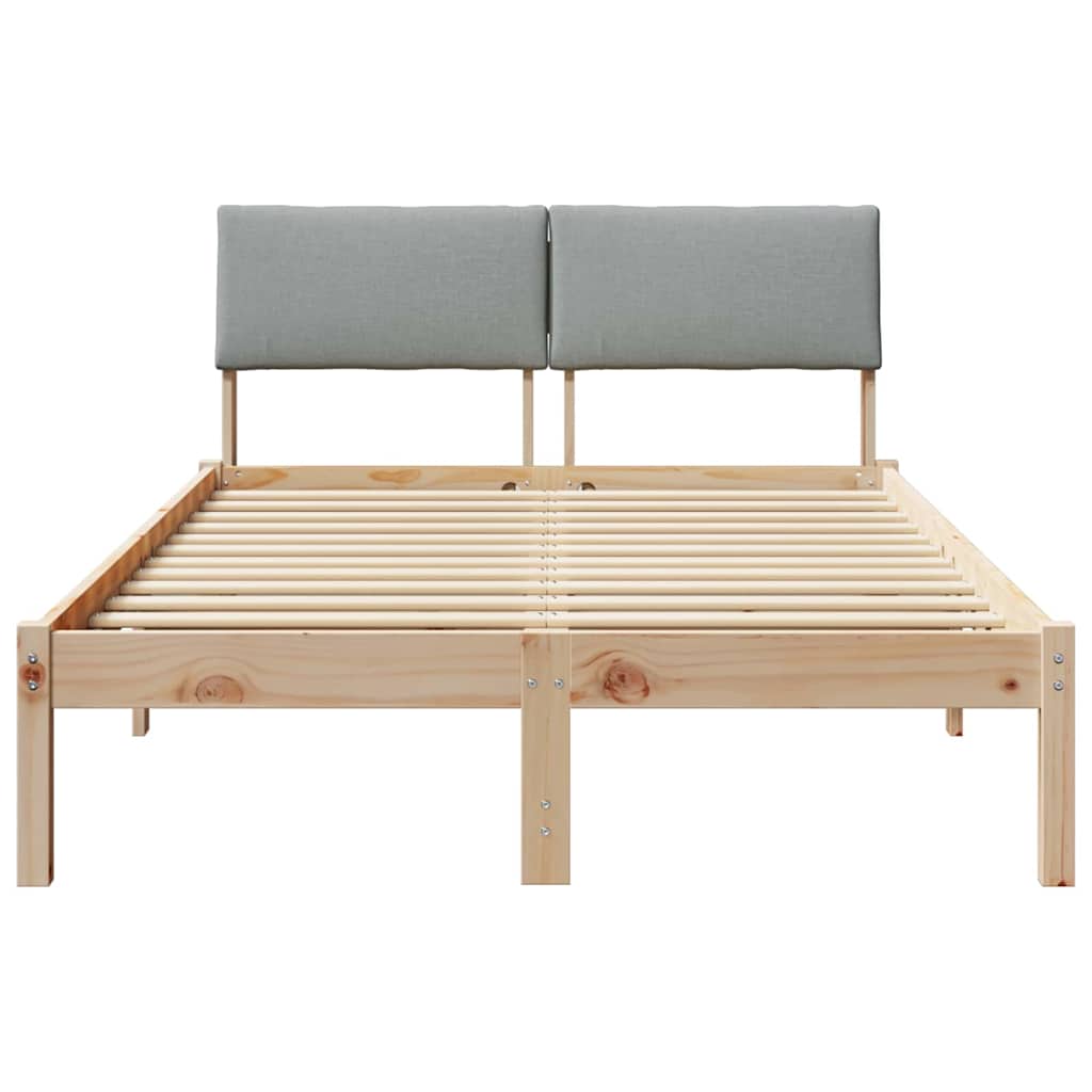 Bettgestell Braun und hellgrau 200 x 200 cm Massivholz Kiefer