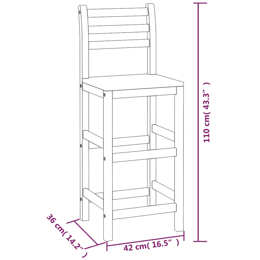 Barhocker 4 Stk. Massivholz Akazie