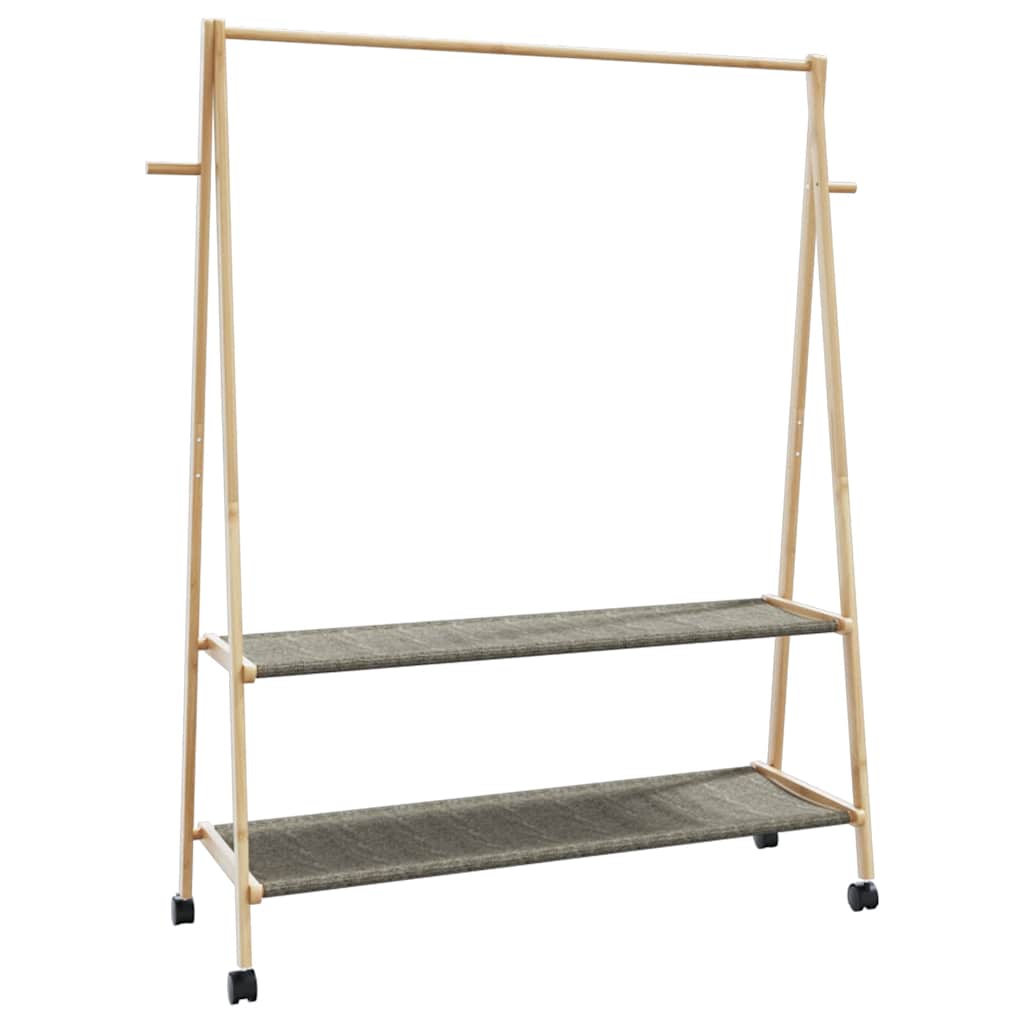 Kleiderständer mit Ablagen und Rollen 96x45,5x155,5 cm Bambus