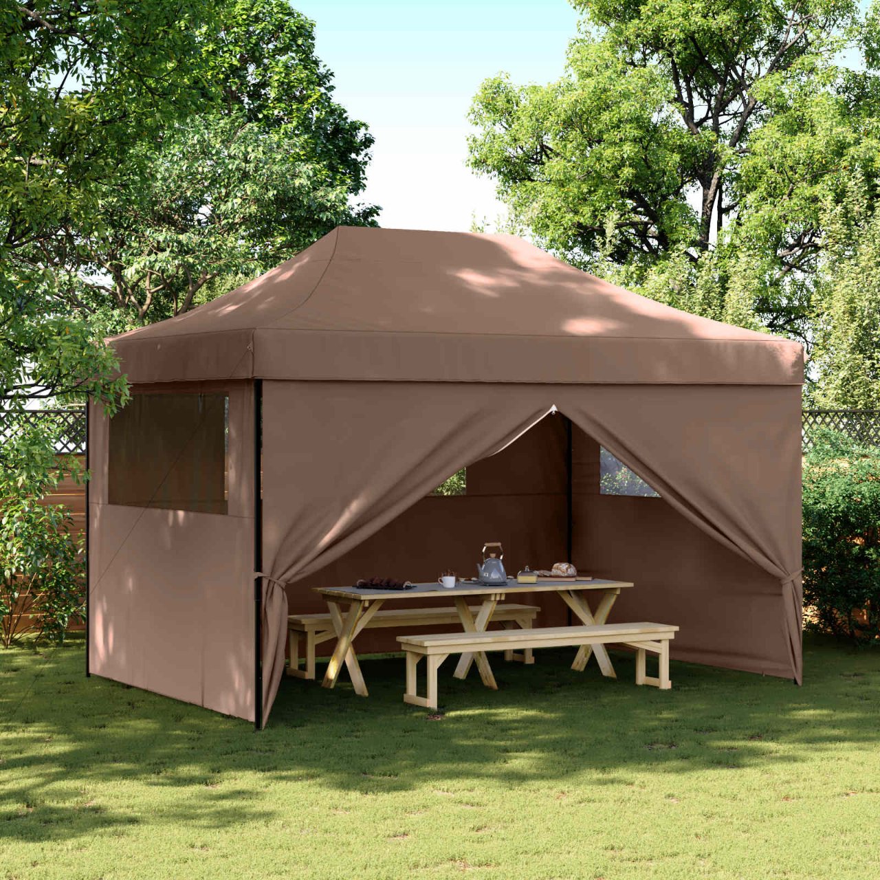 Partyzelt Faltbar Pop-Up Beige 410x279x315 cm