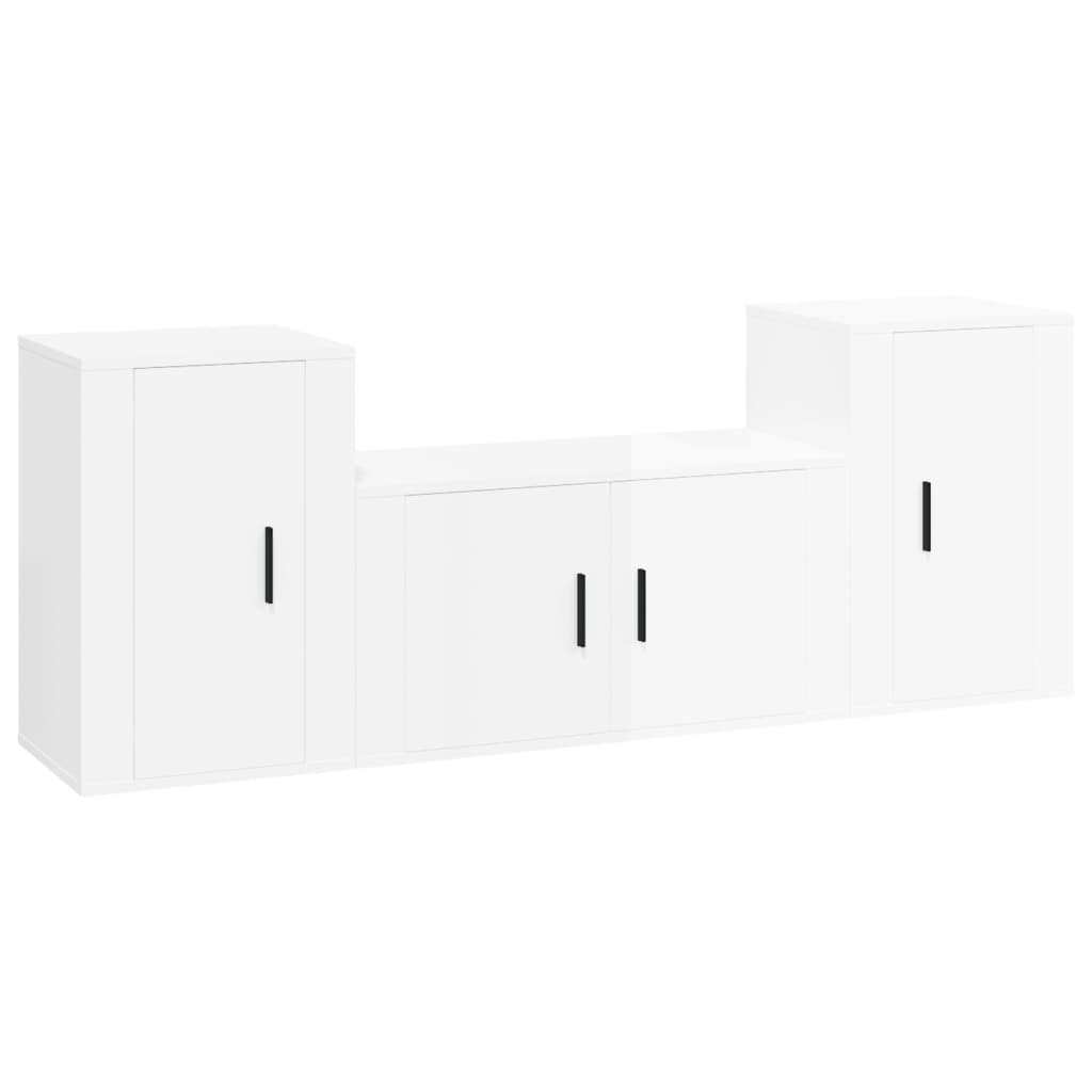 3-tlg. TV-Schrank-Set Weiß Holzwerkstoff