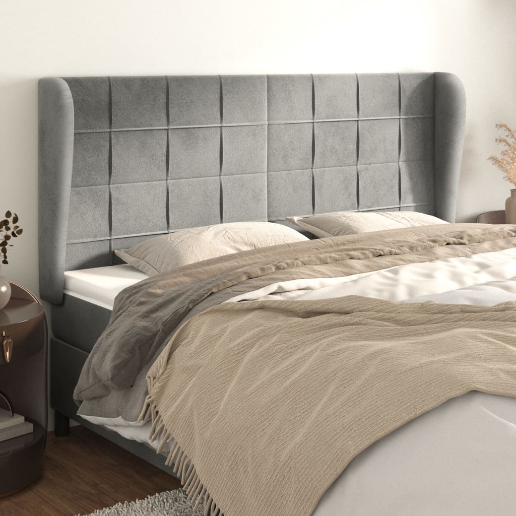 Kopfteil mit Ohren Dunkelblau 93x23x78/88 cm Samt