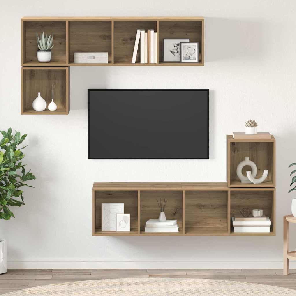 4-tlg. TV-Schrank-Set Weiß Holzwerkstoff