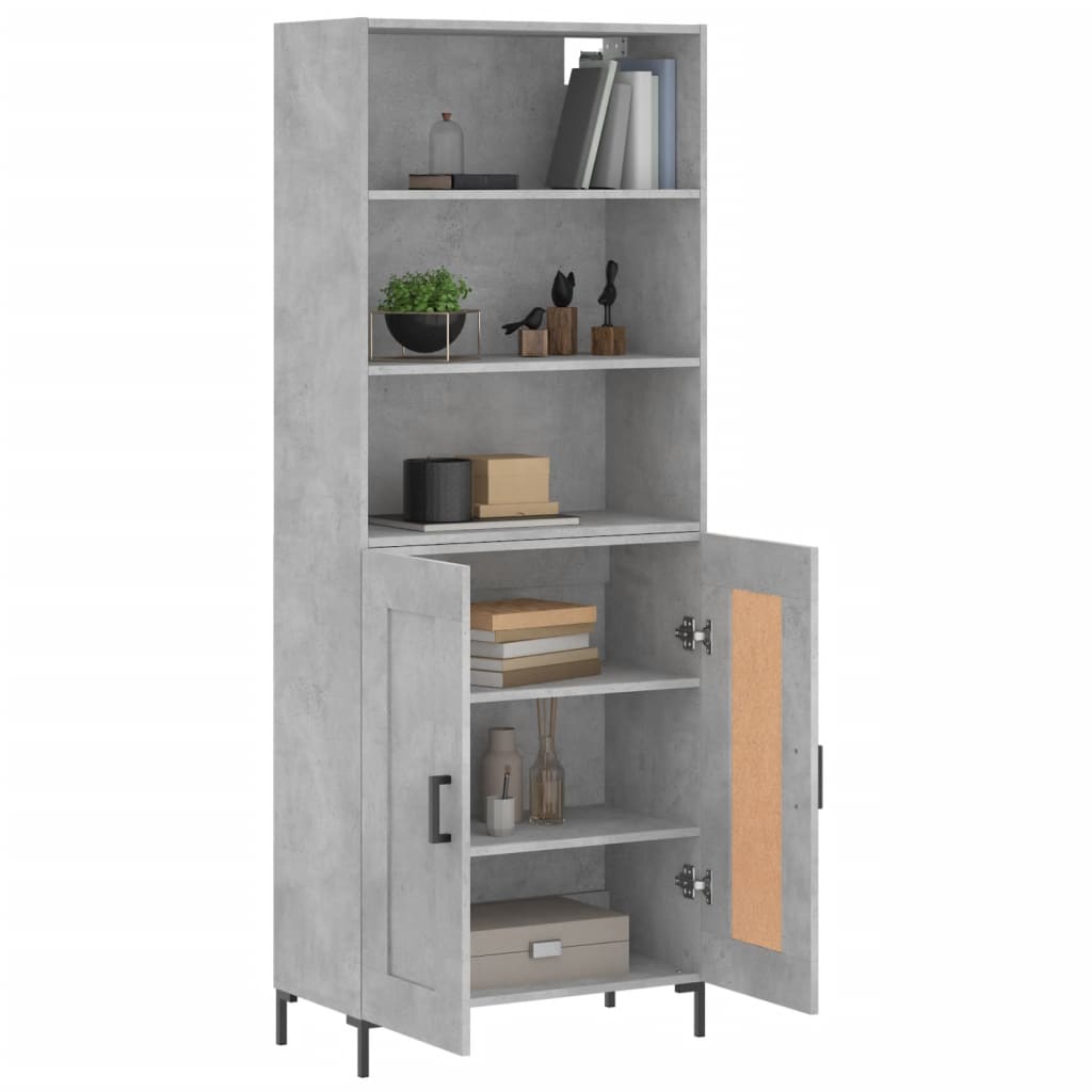 Highboard Hochglanz-Weiß 69,5x34x180 cm Holzwerkstoff