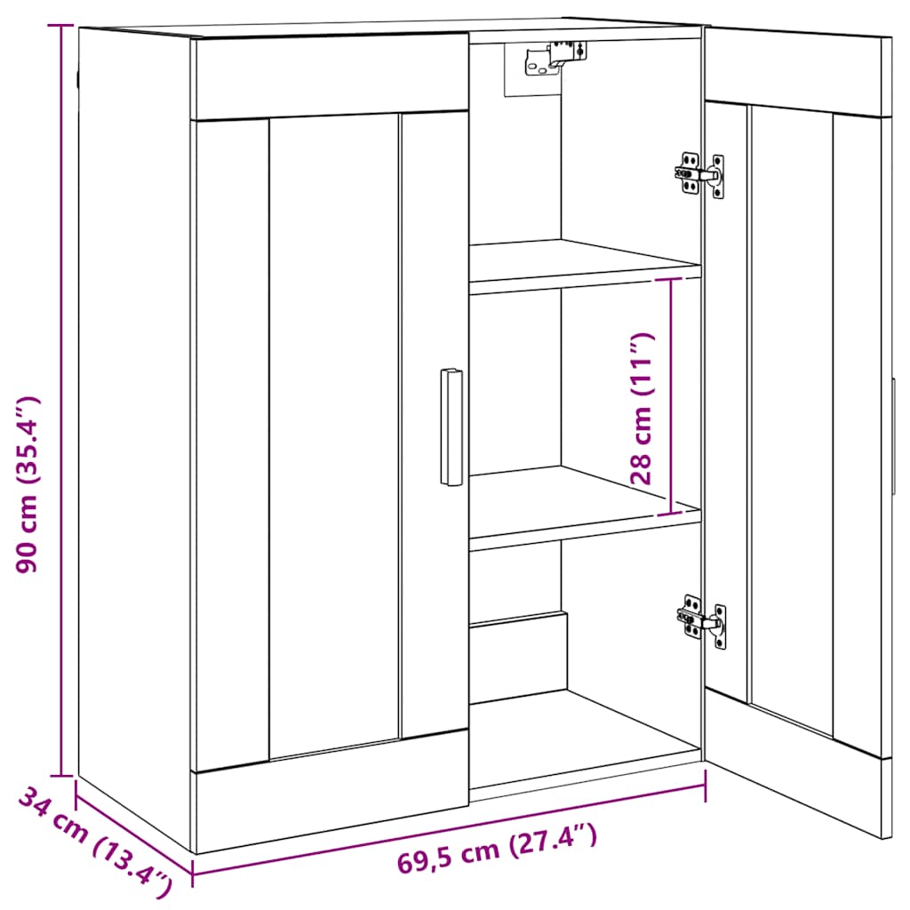 Hängeschrank Weiß 69,5x34x90 cm